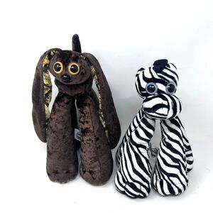 Limbo Legs Vintage Plush Set Desmond Brown Puppy Dog Zebra Y2K 2000